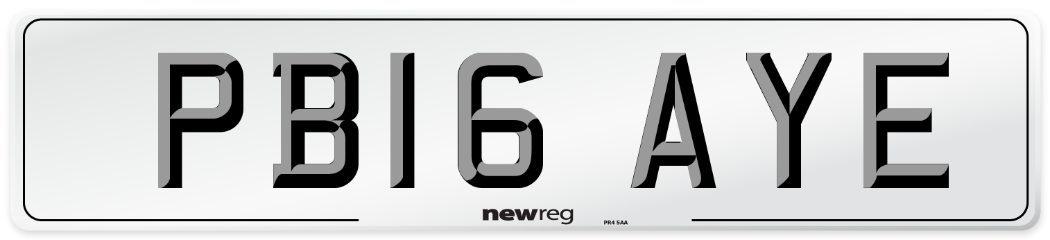 PB16 AYE Number Plate from New Reg